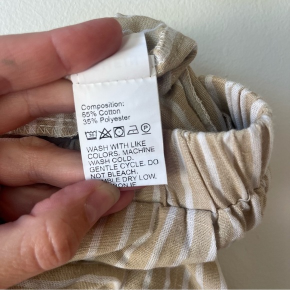 🌼 5/$25 SHEIN Kids Beige White Striped Cotton Blend Wide Leg Pants Size 120 Girl - Picture 9 of 10